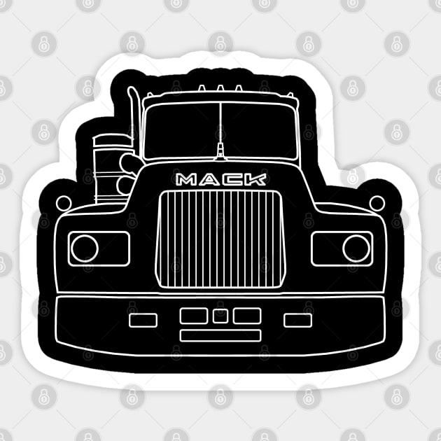 Classic American big rig semi truck outline graphic (white) Sticker by soitwouldseem